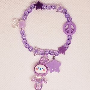 Handmade beaded purple kawaii bunny bracelet
